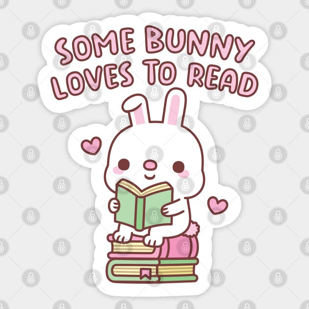 Cute Some Bunny Loves To Read Funny Pun Sticker by rustydoodle